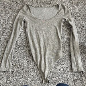 Women's Gray/brown Long Sleeve Bodysuit